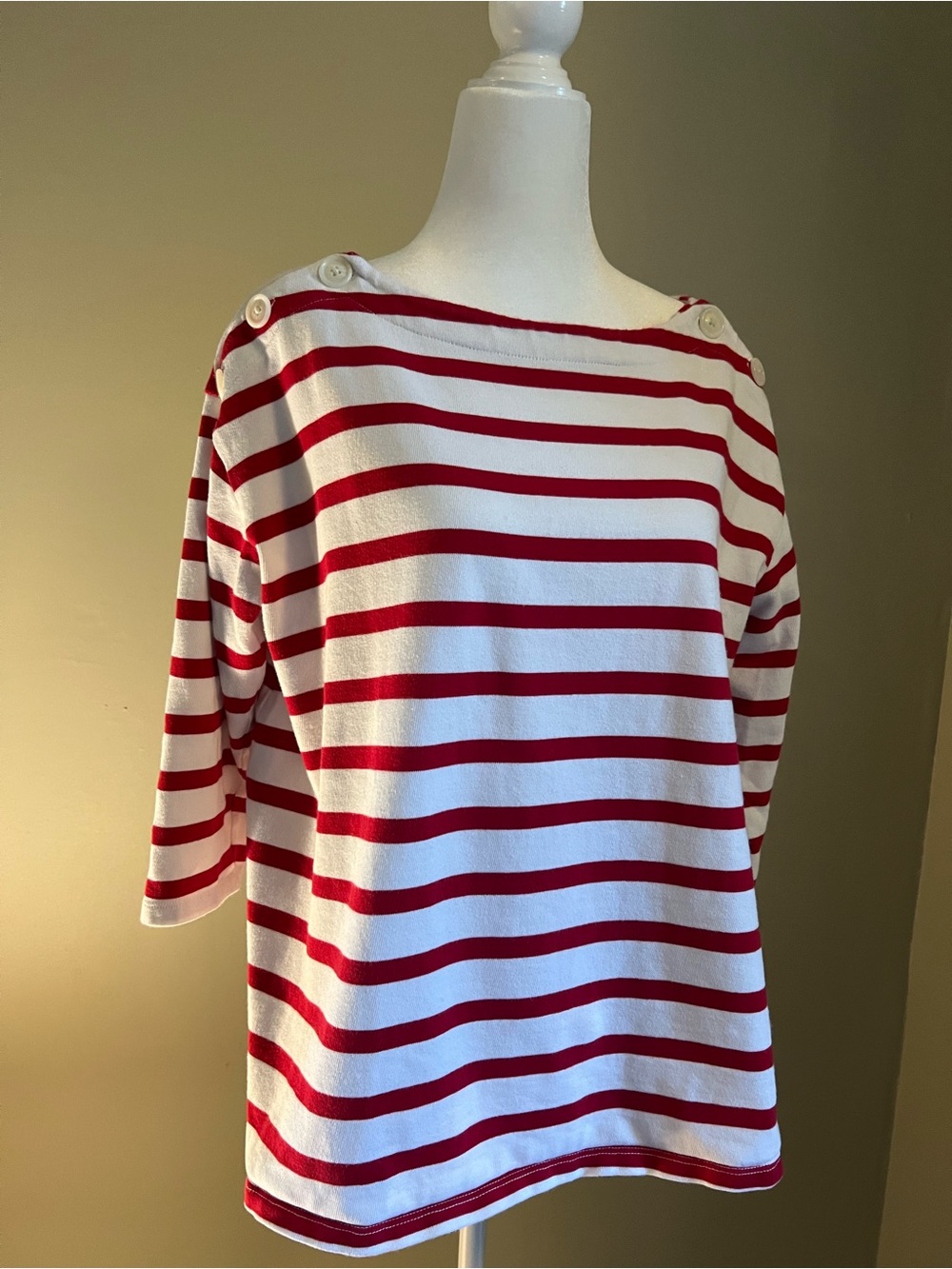 Nines by Hatch Red & White Striped Boatneck Maternity Shirt - Picture 3 of 7
